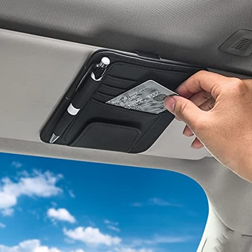 Aturmon Small Leather Sun Visor Organizer, 7 Compartments