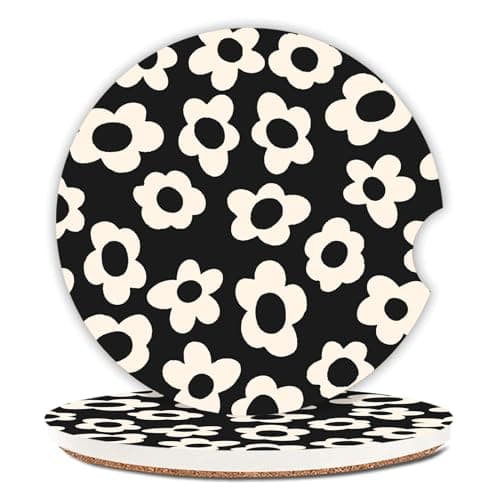 Adastrah Ceramic Car Coasters, 2.56" × 0.23", 2-Pack