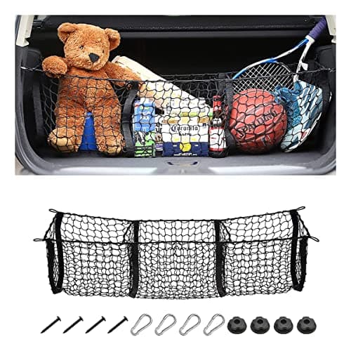 Hanemia 3-Pocket Trunk Cargo Net, 47" Extending to 62"