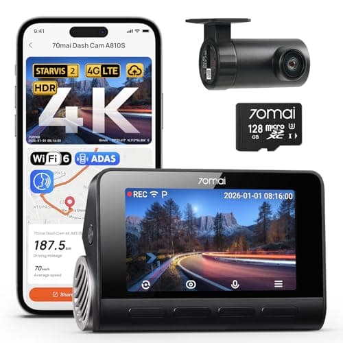 70mai A810 4K Dash Cam, STARVIS 2 IMX678 Front and IMX662 Rear