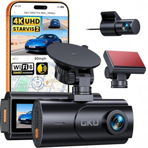 GKU D600 Pro Max 4K Dual Dash Cam, STARVIS 2