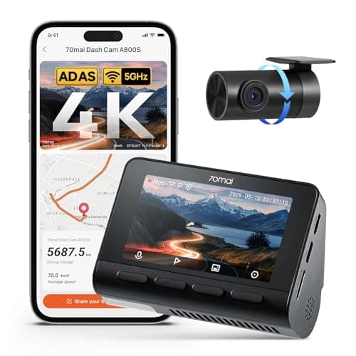 70mai A800S 4K Dash Cam, IMX415 STARVIS, Front and Rear