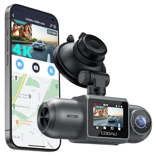 COOAU D30S Dash Cam, 2.5K Front + 1080P Inside, 4 IR LEDs
