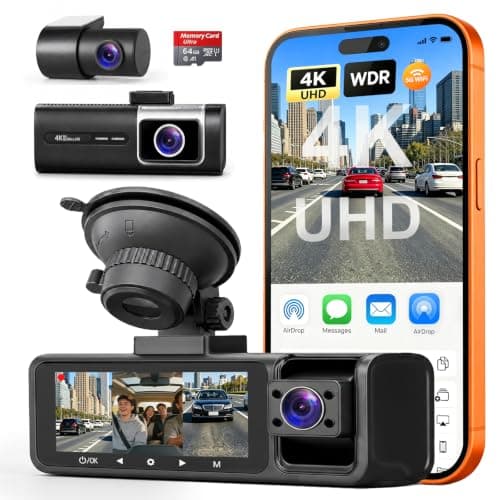 3-Channel 5G Wi-Fi Dash Cam, 4K + 1080P + 1080P