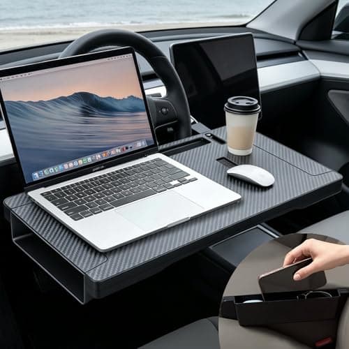 NEWNUBI 2-in-1 Car Steering Wheel Tray Desk and Seat Gap Filler Organizer