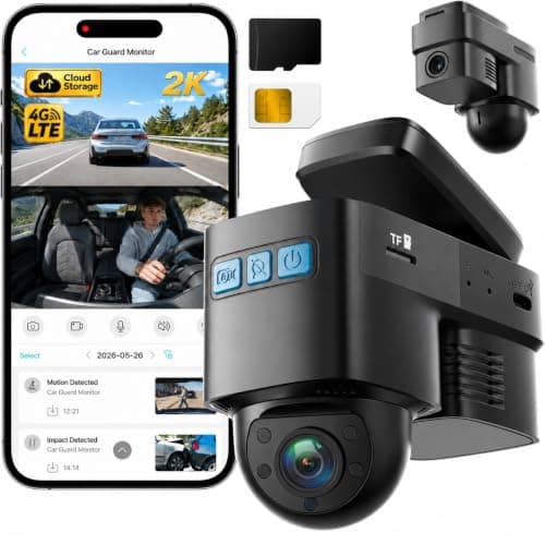 Topexplore DC22XE 4G LTE Dash Cam, 2K Front + 1080P Cabin, Remote Live View