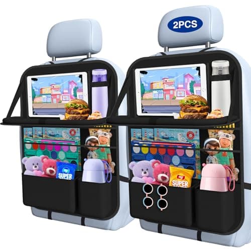 Oneyus Car Backseat Organizer with Table Tray, 2-Pack
