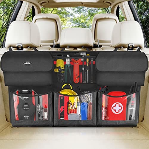 Oasser E6 Hanging Trunk Organizer, 40" × 19", 3 Clear Pockets