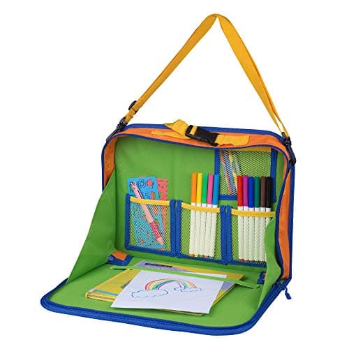 Kids Backseat Organizer with Kick Mats & Fold-Away Lap Tray
