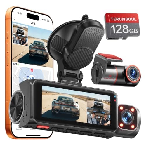 TERUNSOUl 4K + 4K + 1080P 3-Channel Dash Cam