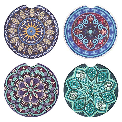 Vaincre Ceramic Car Coasters, 2.56", 4-Pack