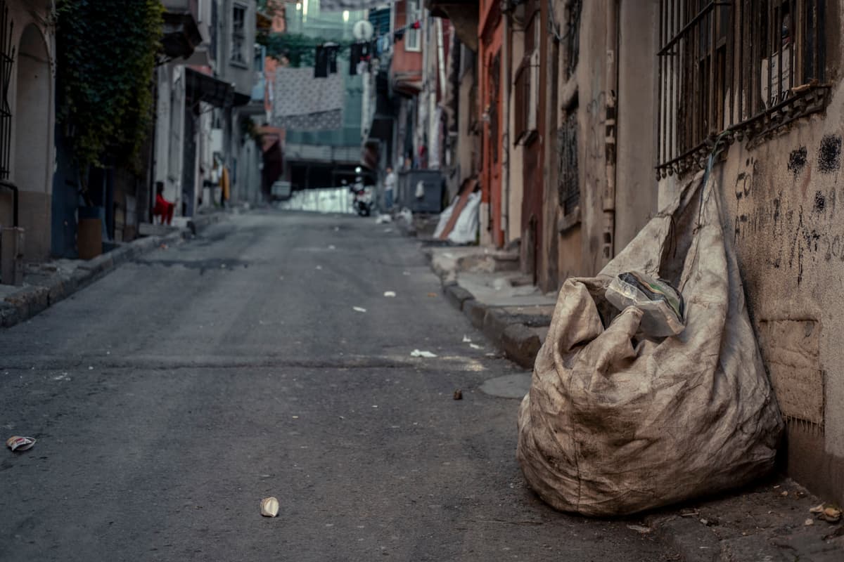 Litter and a rubbish bag