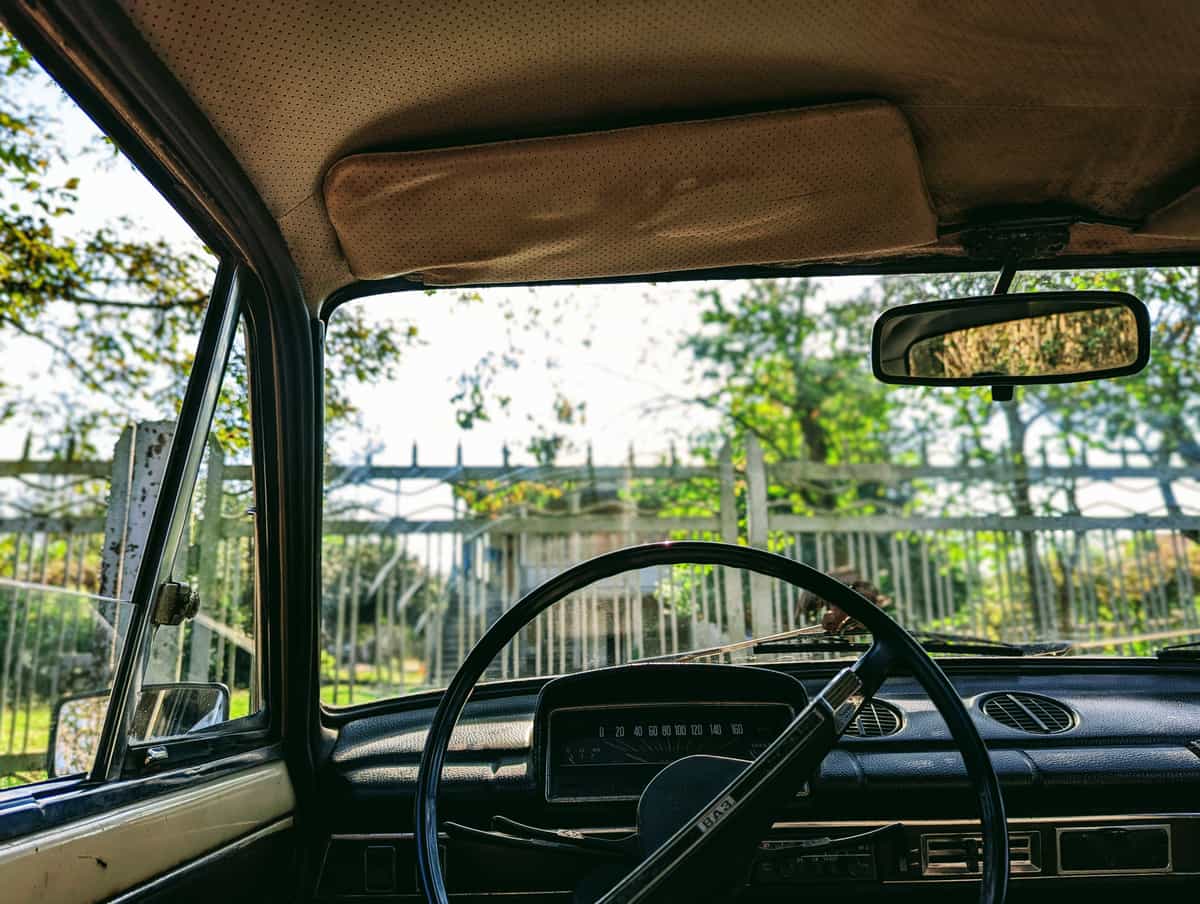 The sun visor inside a car